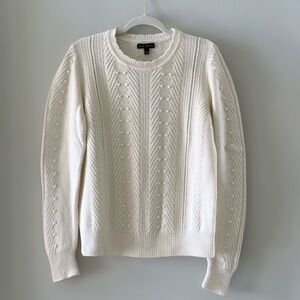 BANANA REPUBLIC Merino Alpaca Wool Blend Scalloped Crew Cable Knit Sweater | LG